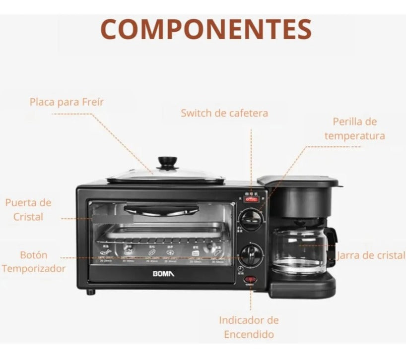 Horno Eléctrico 3 En 1 Cafetera Tostador